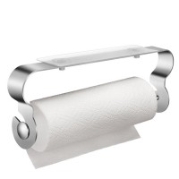 Adhesive Paper Towel Holder Under Cabinet for Kitchen Bathroom Brushed SUS 304 Stainless Steel - No Drilling