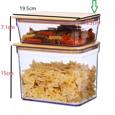 Flour Snacks Nuts & Baking Air-tight Plastic Cereal Dispenser, Bamboo Lid with Hole Plastic Storage Container 760ml