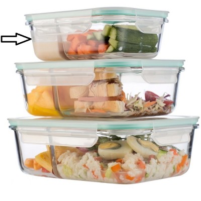 BPA Free 30OZ Full Divided Glass Lunch Box, Borosilicate Glass Food Storage Container with Leak-Proof Lid