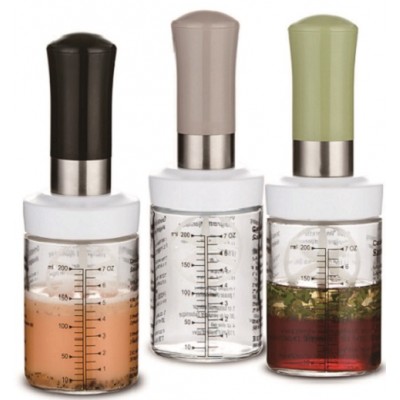 Recipe printed easy mix salad dressing shaker, glass salad dressing mixer