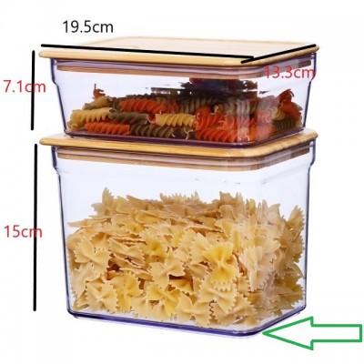 Flour Snacks Nuts & Baking Supplies Air-tight Cereal Dispenser, Bamboo Lid with Hole Plastic Storage Container 2000ml