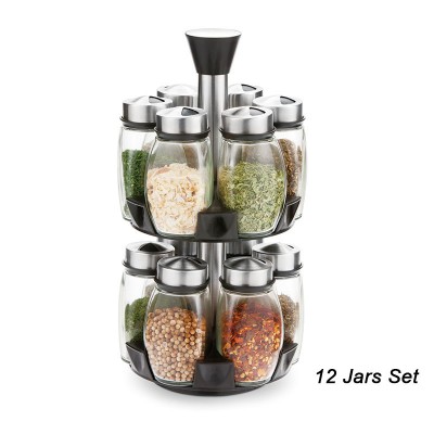 12 Jars Revolving Spice Rack Organizer, Spinning Countertop Herb and Spice Rack Organizer (Spices Not Included)