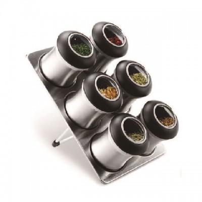 Wholesale magnetic spice jar set/ food safe magnetic tin spice jar with rack