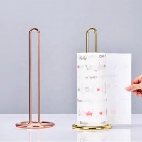 Home kitchen Toilet Metal Tissue Roll Standing Shelf Golden & Rose Gold Paper  holder stand