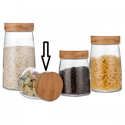 Amazon Hot Selling Twist lid belly shape bamboo lid storage jar S 1L