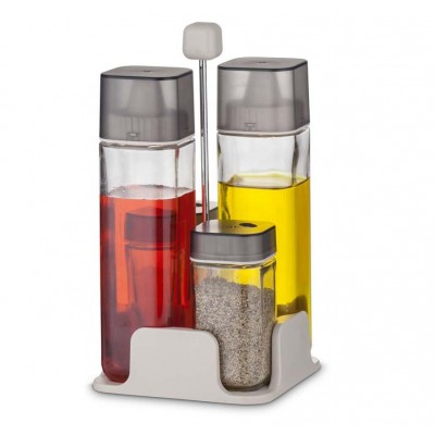 Wholesale glass salad dressing set with rack/BPA free salad dressing set