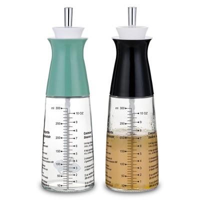 Elegant Salad Dressing Shaker with Mixer and Measure Mark, BPA FREE Glass Salad Dressing Container