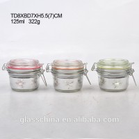 125ml wholesale hermetic airtight Glass jam jar with mental clip for food factory