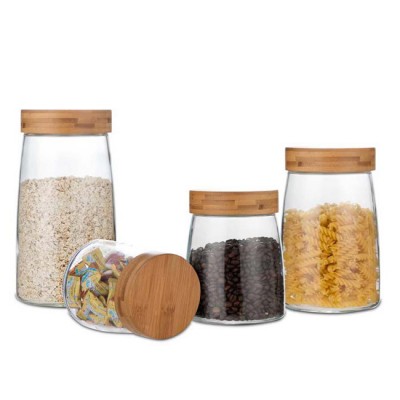 SINO GLASS trade assurance 2200 ml soda-lime glass storage jar with screw top bamboo lid