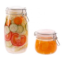 16oz 500ml Leak proof swing top glass storage jar, clip top glass jar, flip top glass jar for food home