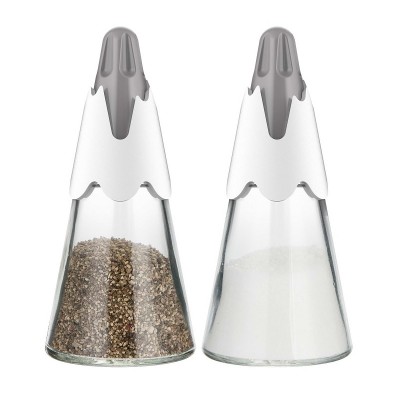 Glass Salt and Pepper Shaker set Snow Mountain shaped top in 210ml