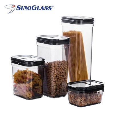 Durable BPA free plastic container set/ food safe air tight plastic food storage jar set