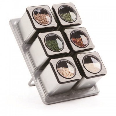 Amazon hot selling magnetic spice jar set/ food safe magnetic tin spice jar with rack