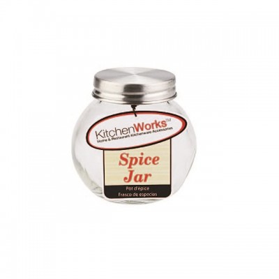 Slanted Ball Shape Glass Spice Container with Metal Cap 210ml