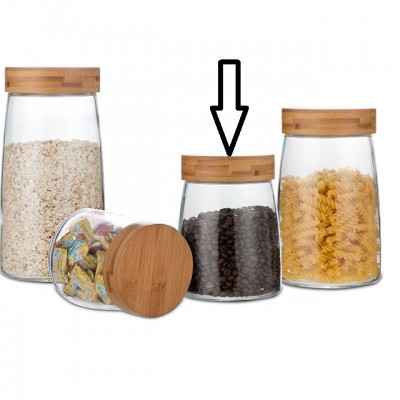 Amazon Hot Selling Twist lid belly shape bamboo lid storage jar M 1400ml