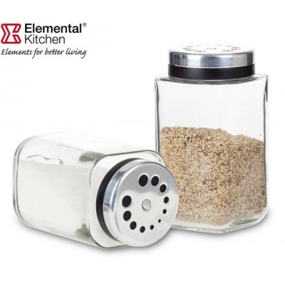 Easy-to-Use Square Glass Spice Jar with Adjustable Flow Lid 6oz